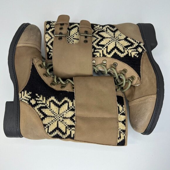 Kelsi Dagger Brown Ilya Womens Leather Block Heel Size 7.5 Mid Calf Sherpa Boots - Picture 7 of 9